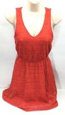 Everly / Orange Lined Lace Eyelet Sleeveless Tunic Mini Dress / Size S