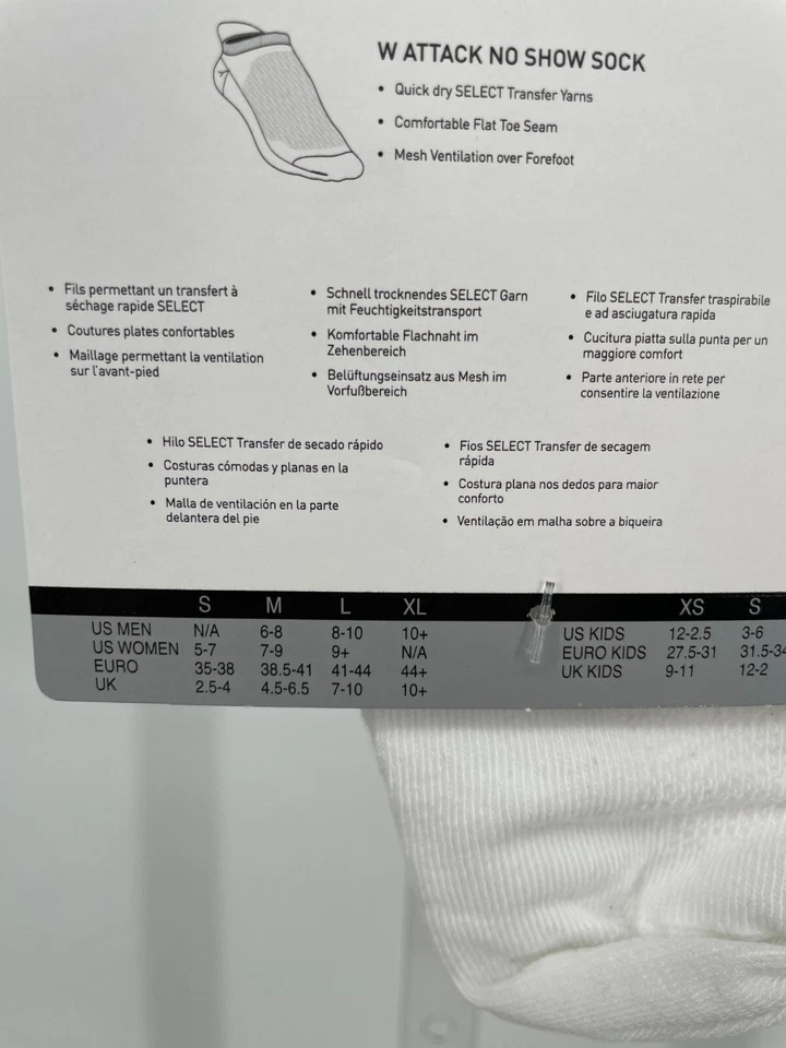 Calcetines Pearl Izumi Attack No Show para mujer S blancos de secado rápido hechos en EE. UU. 14251704 Foto 2 de 4