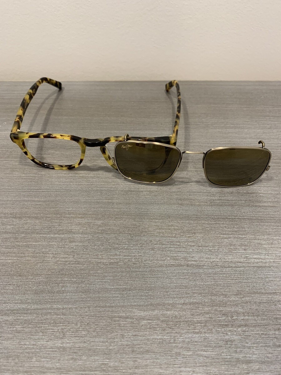 MAUI JIM MJ753-10L 50mm Light Havana Tortoise Clip On Eyeglasses