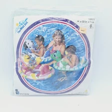 Vintage Sealed 1997 Inflatable Pool Float Raft Green Turtle Rider Wet Set #59570