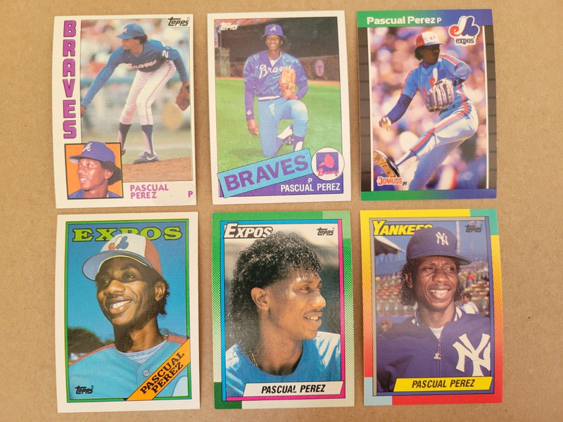 6 card Lot Pasqual Perez Braves, Expos, Yankees - excellent condition