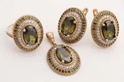 Turkish Jewelry Small Oval Shape Peridot Topaz 925 Sterling Silver Jewelry Sets