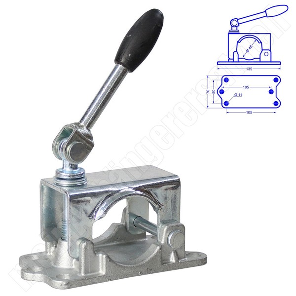 Guss StüTzradhalter Klemmhalter Mit Gelenkknebel FüR 48Mm StüTzrad Aufnahme Guss-image