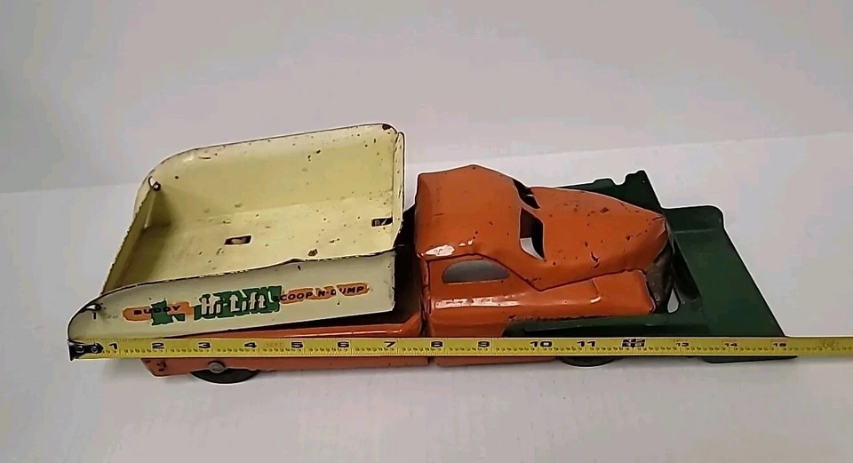 Camión de juguete Buddy L Hi-Lift Scoop N de volteo original de colección de acero prensado años 50 Foto 3 de 4