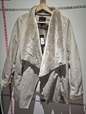 New Look Faux Fur Jacket Size 18 Biege Express Shipping