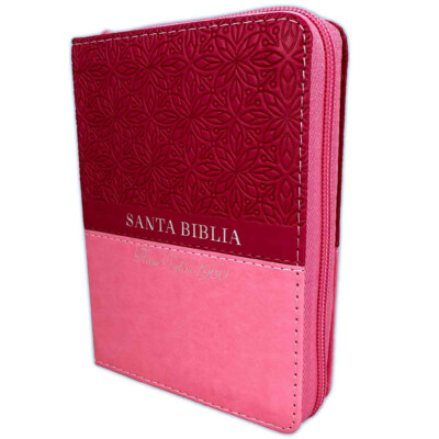 Biblia de Bolsillo con Cierre RV1960 imit piel bifloral rosa y fucsia con indice