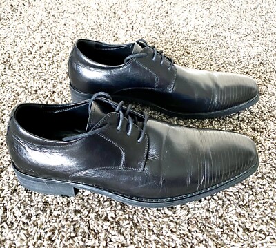 Kenneth Cole New York Mens Size 10M Black Leather Bicycle Toe Dress Shoes M51070 Kenneth Cole New York With Silver Technology Black Leather  main image 2