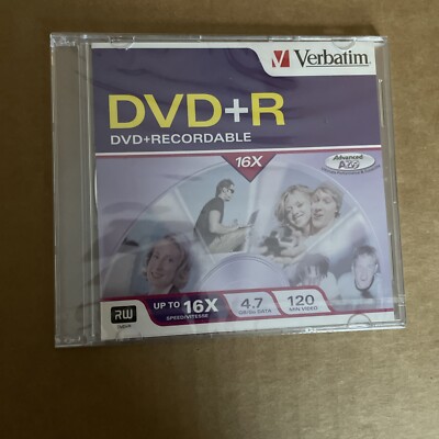 1 Disc Verbatim DVD+R 120 min 4.7GB 16X Recordable Blank Media New Sealed
