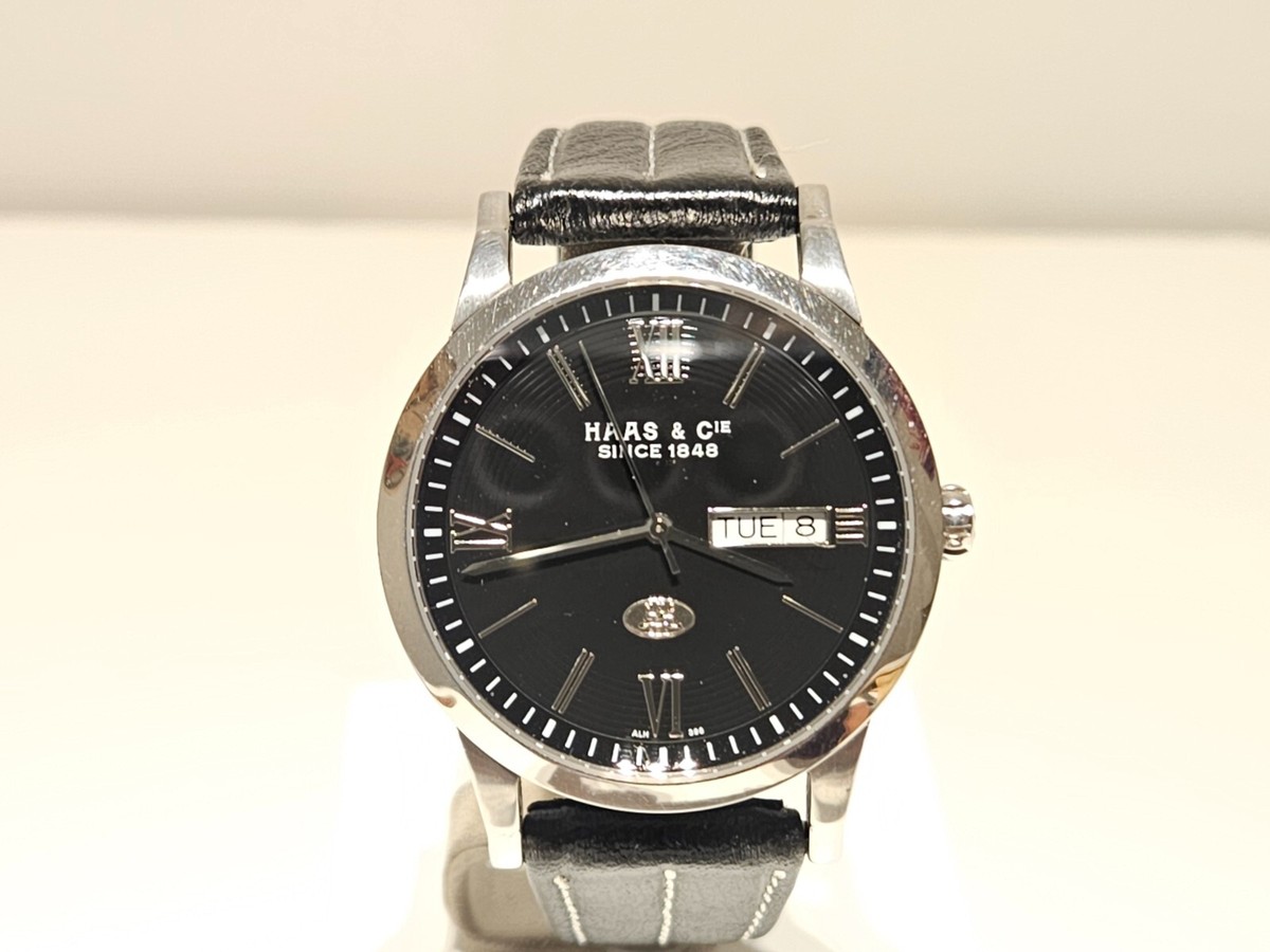 RETRO ELEGANT SWISS ST.STEEL BLACK DIAL MEN'S DAY-DATE QUARTZ