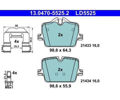 Brake pad set, disc brake ATE ceramic ATE 13.0470-5525.2
