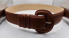 Vintage Size Medium Buffalo Leather Belt Measures 36" 1.9" Wide Tan Light Brown