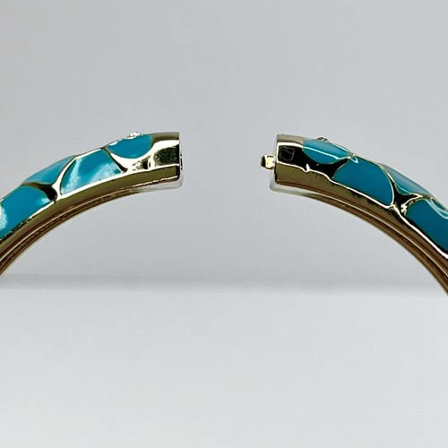 Tommy Bahama B28439 Blue Enamel Bangle Bracelet Curacao Moroccan Tile Gems Gold - Picture 8 of 12