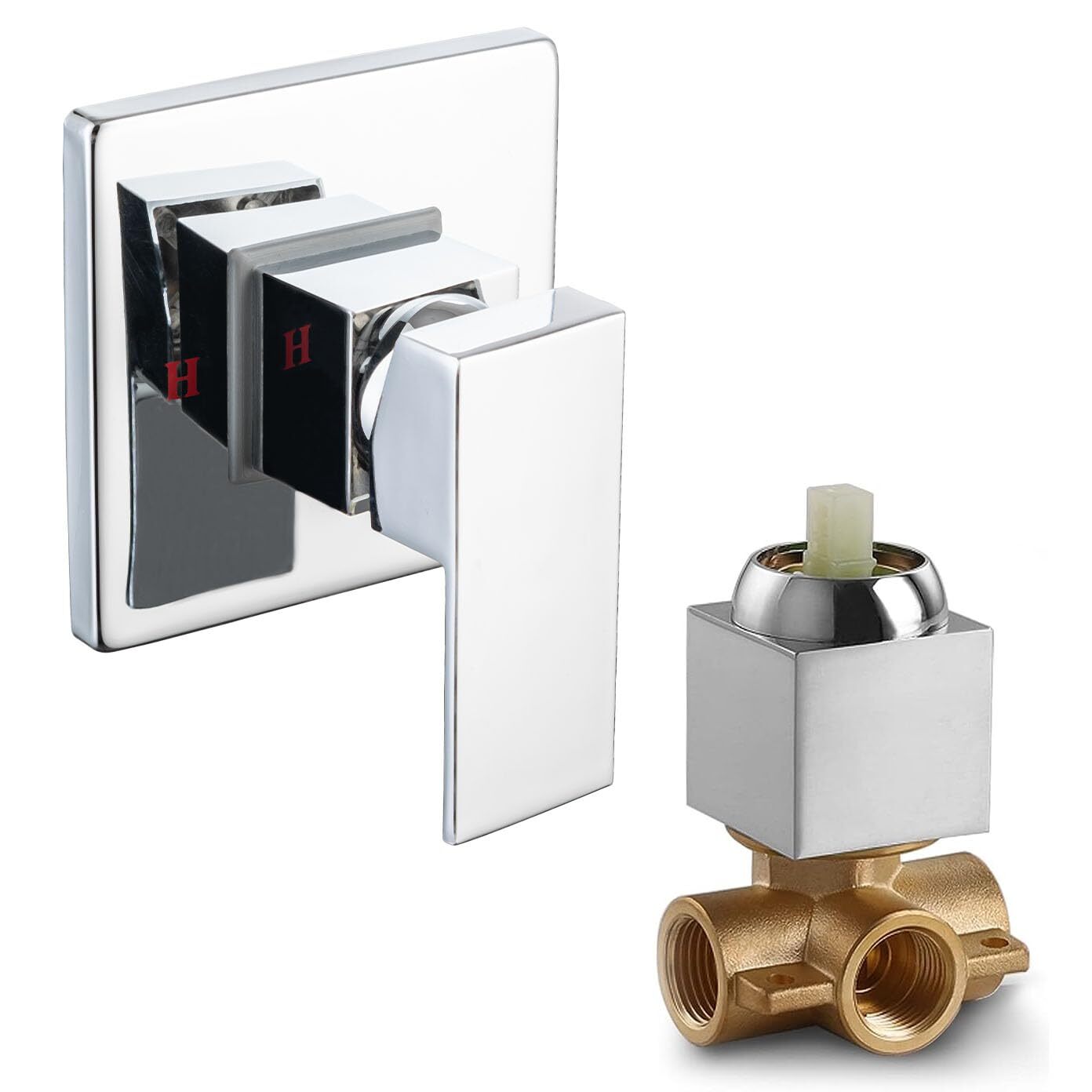 Single-Function Wall-Mounted Brass Shower Valve Trim with Rough-In Valve