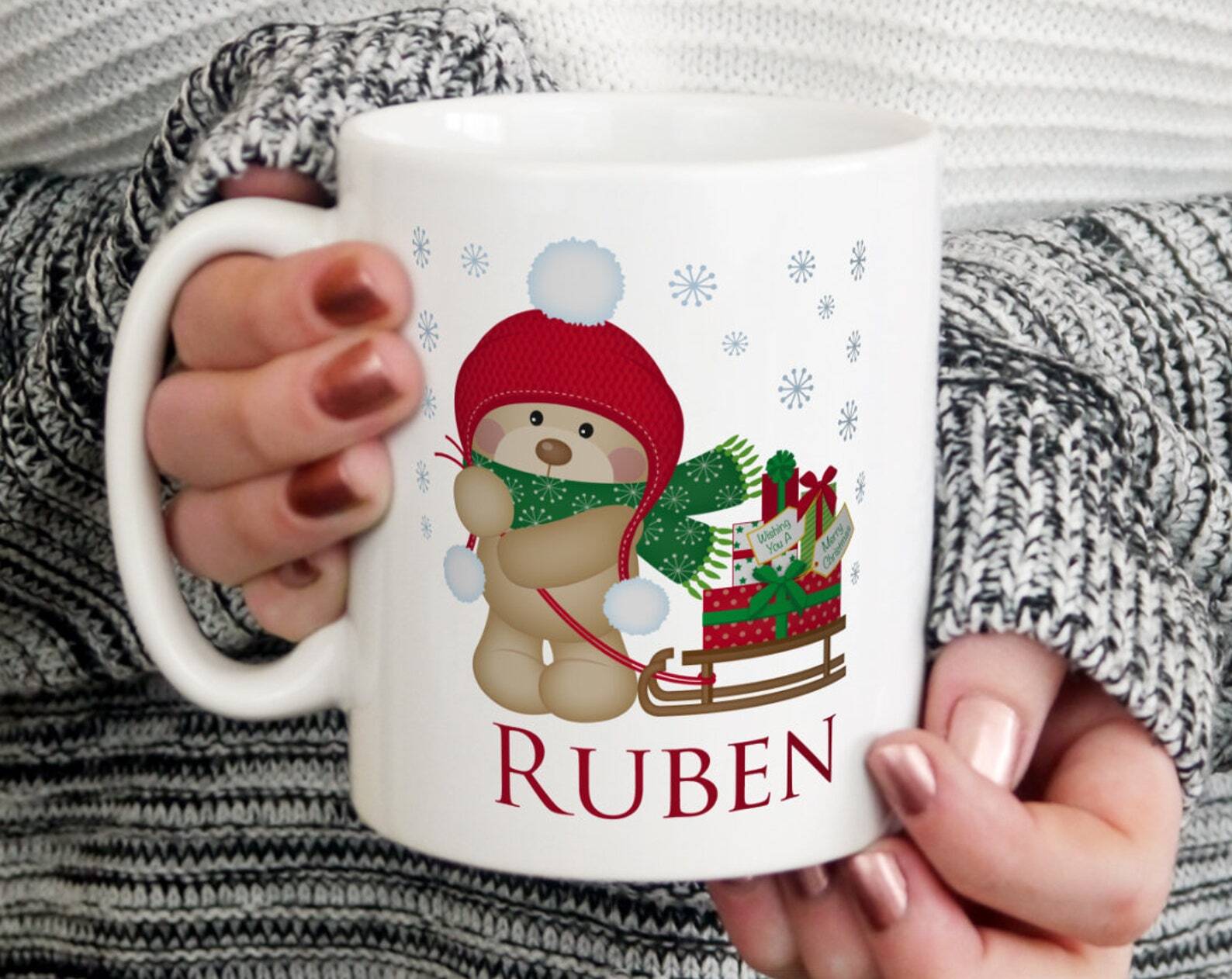 Personalised Christmas Bear Polymer Mug Christmas Mug Personalised Mug Childs