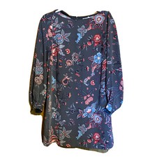 Ann Taylor LOFT Shift Dress Womens 0 Multicolor Floral Boho Whimsical Print