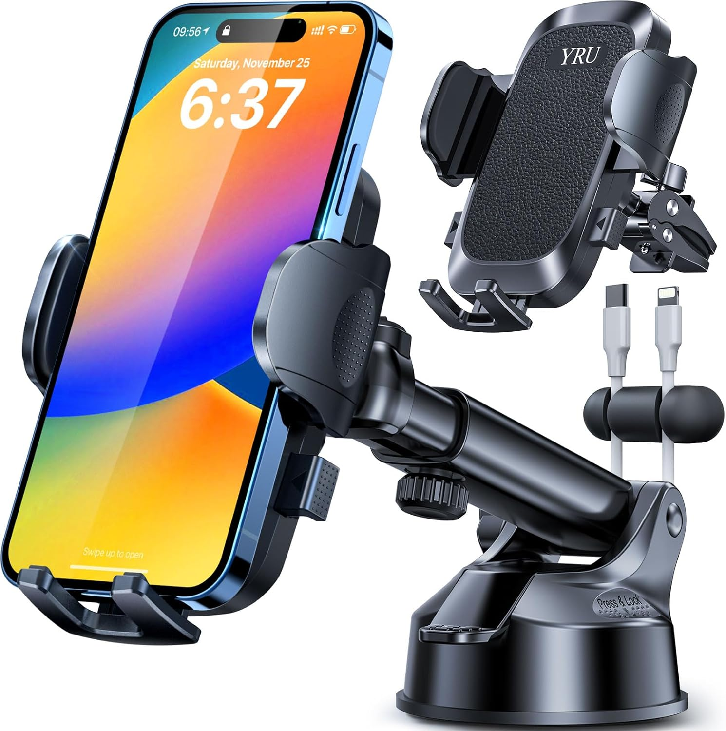 [2025 Upgrade 80LBS Strong Suction] Car Phone Holder Mount,[Bumpy Road Stable]Da