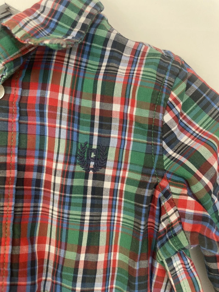 Camisa Chaps Talla 6 Sin Cuadros Roja Verde Azul Marino Blanco Infante Bebé Niño Logo Informal Nueva con Etiquetas Foto 3 de 4