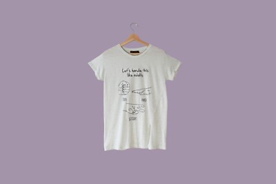 Mint Rock Paper Scissors Embroidered T-Shirt Size M