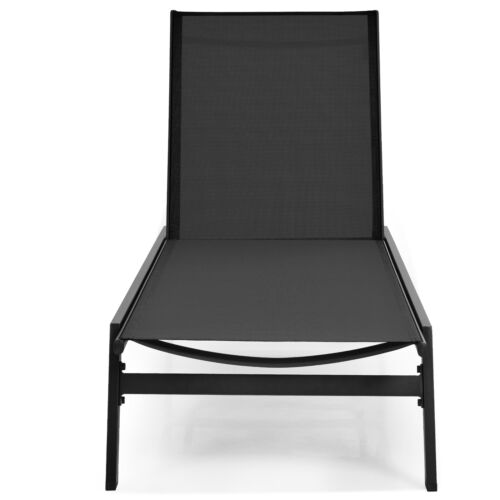 Costway 2 PCS Patio Lounge Chair Chaise Recliner Back Adjustable Garden Black - Picture 10 of 10