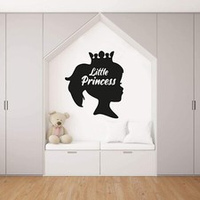 Tiara Little Princess Cartoon Quote Kids Vinyl Art Sticker Home Room Wall Decals