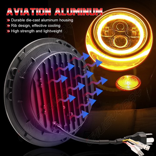 Pair Round 7" LED Headlight Hi/Lo Projector For Ford LN7000 LN8000 LN9000 Trucks - Picture 7 of 12