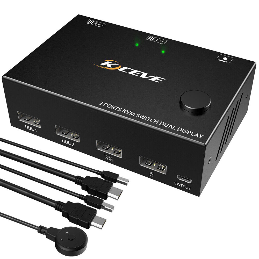 KVM Switch HDMI 2 Port Box,USB Switch Selector with 4 USB 2.0 Hub Share 2 | eBay