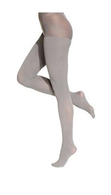 HUE Womens Sheer CT Pantyhose Made In USA Rib  Steel  Sz 1