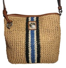 BRIGHTON POSIE RAFFIA CROSSBODY BUCKET BAG WHEAT-MULTI  HANDBAGS EXPOC MP $285
