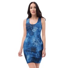 HAUNTED gynoid pictures bodycon dress all over printed robe moulante
