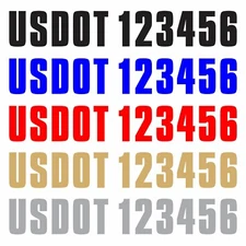 pair - USDOT Vinyl Numbers Custom Stickers Decals Truck Semi US DOT Lettering
