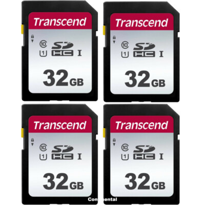4 Pcs Transcend 32GB SDHC UHS-1 Class 10 Memory Card for Nikon Canon Fuji Sony