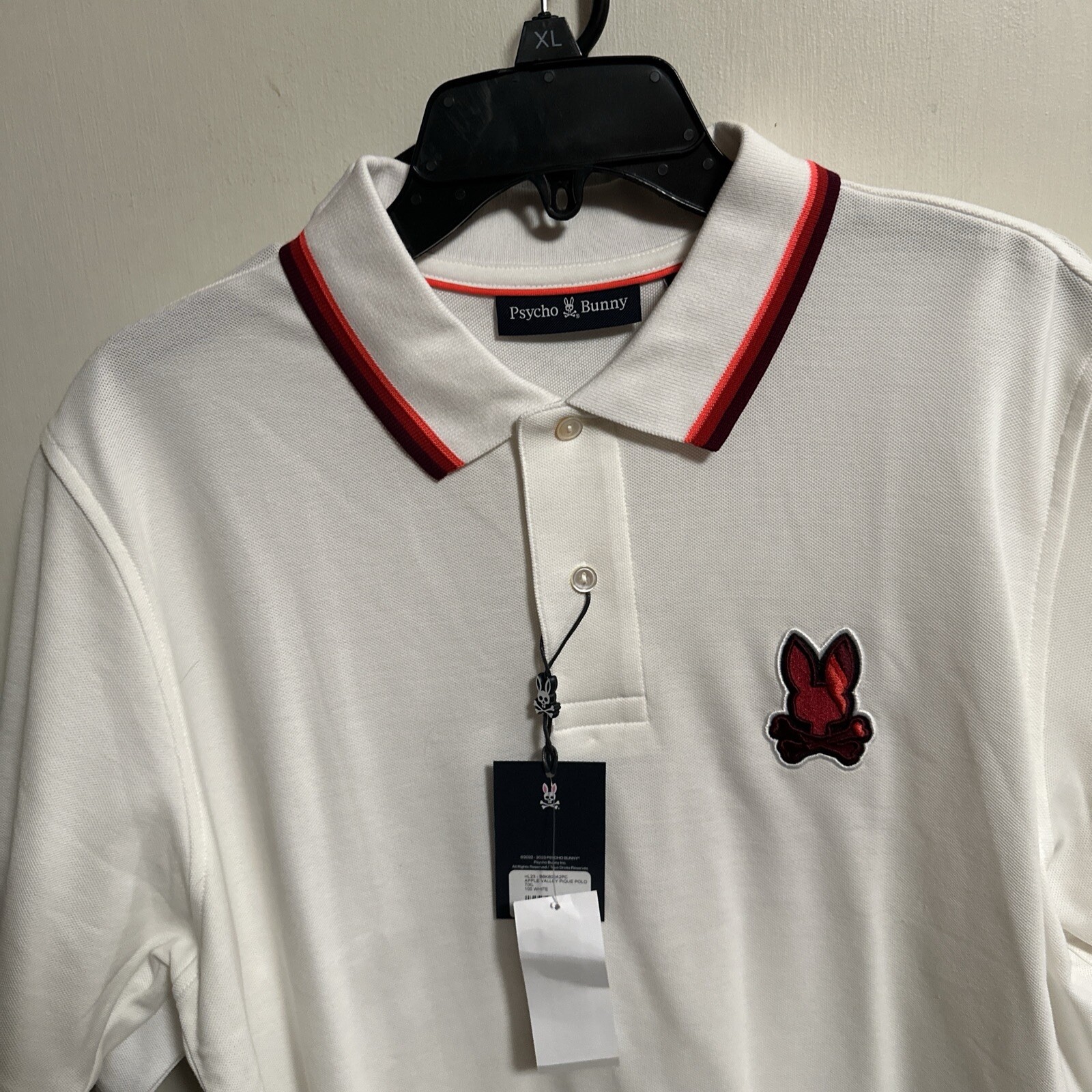 2-NWT-2026PSYCHO BUNNY  MEN'S NEW 100percent PIMA COTTON POLO SHIRT SIZE 7 XLG-WHITE image 2