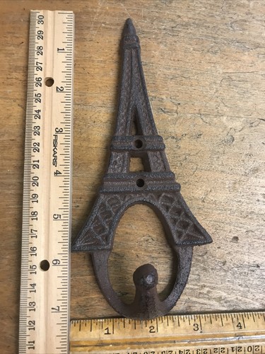 Eiffel Tower Key Hook Cast Iron Towel Coat Hanger Wall Mounted Antique Style - Picture 3 of 4