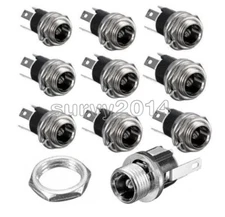10PCS DC Power Supply Jack Socket Female Panel Mount Connector 3-Pin 5.5 x 2.1mm