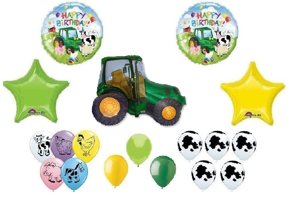 Farm Animal Baby Balloons | Cow & Pig Mylar And Latex Party Balloons Set Of 12