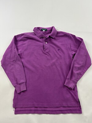 Vintage Giordano Shirt Womens Medium Purple Polo Long Sleeve
