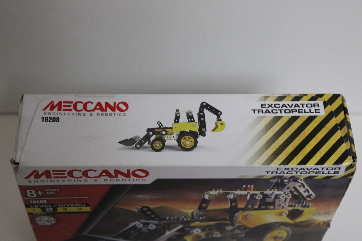 RARE ORIGINAL Meccano Excavator Tractopelle Engineer Robotics Level T8  209 Pc