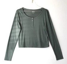 GAP BODY Women's LS Rib Pajama Top Size Large Green Retail $44.95