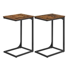 VASAGLE Set of 2 C-Shaped Side Table, Bedside Table,Rustic Brown and Black