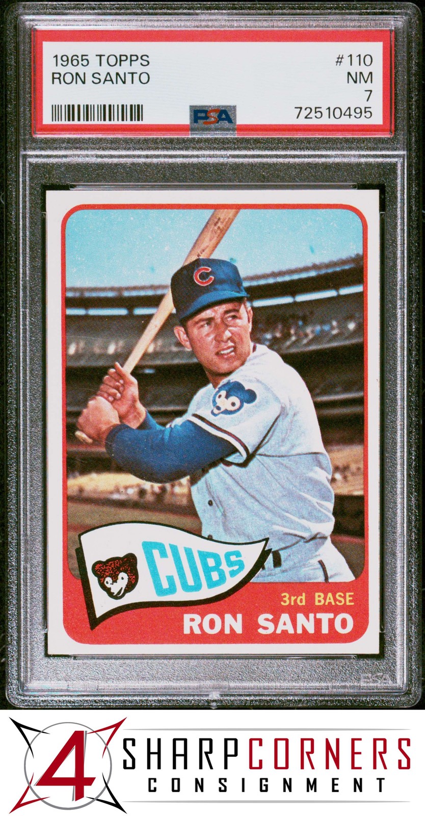 1965 TOPPS #110 RON SANTO CUBS HOF PSA 7