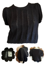 H&M Black knit puff sleeve top