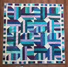 Baby Quilt with vibrant batik colors - machine pieced and machine quilted
