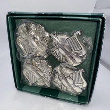 The Bombay Company Classical Suite Silvertone Metal Napkin Rings Set 4 Christmas