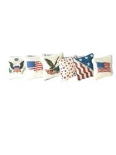Miniature Patriotic Pillows Dollhouse 1:12 Mini American Flags Eagles Crest