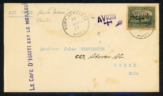 HAITI Early Aerophilately: LOT #3 1927 MAR WIAE PORT AU PRINCE AKRON $$$
