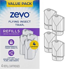 Zevo Flying Insect Trap, Fly Trap Refill Cartridges Twin Pack, 4 Cartridges 