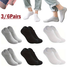 6Pairs Mens Invisible No Show Nonslip Loafer Low Cut Cotton Liner Boat Socks USA