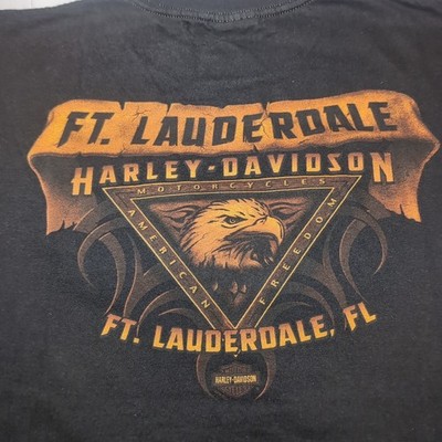 Harley Davidson Owner Ft. Lauderdale FL. Eagle Double Sided T Shirt M Made In US