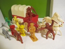 TIM MEE TOYS COVERED WAGON HORSE PIONEERS  COWBOYS PLASTIC TOY SOLDIERS