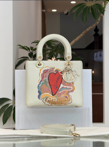 Dior Lady Dior Medium Off-white Calfskin Leather 3 Way Bag Duty Paid
